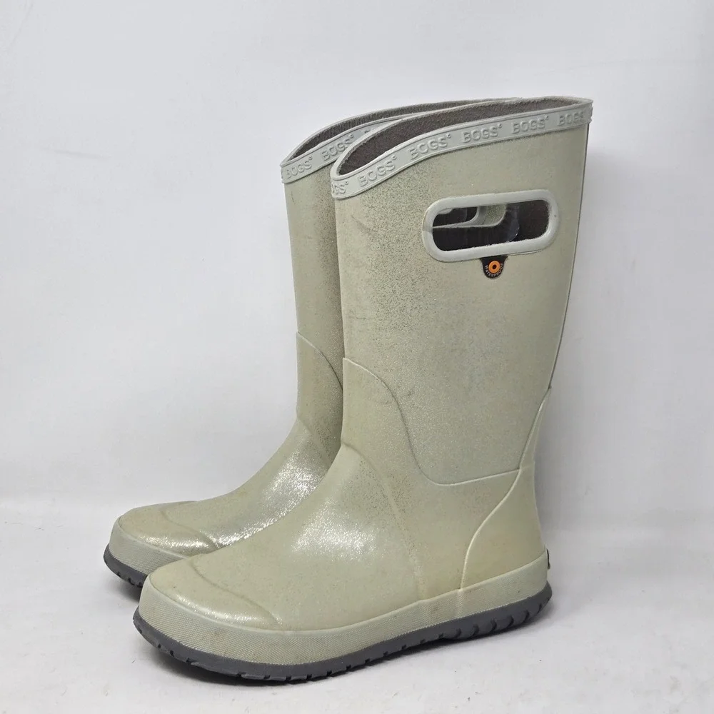 Bogs K Rainboot Glitter Green Waterproof Rubber Boots Youth Size 2 72399-040